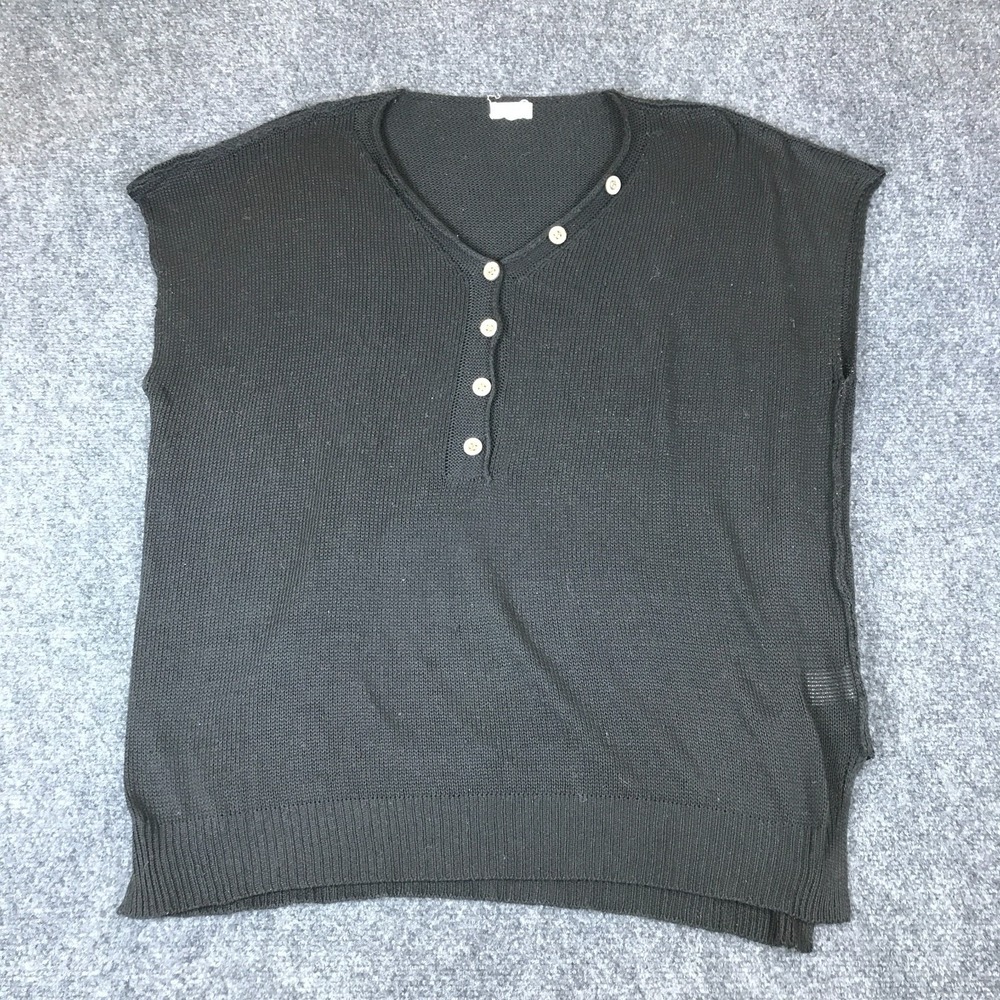 La Miel Sweater Vest Womens Medium Black Knit V Neck Pullover Casual Winter